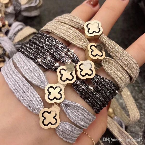 

multi style elastic hair rubber band with stamp elastic hairband pony tails holder fashion hair accessory, Pink