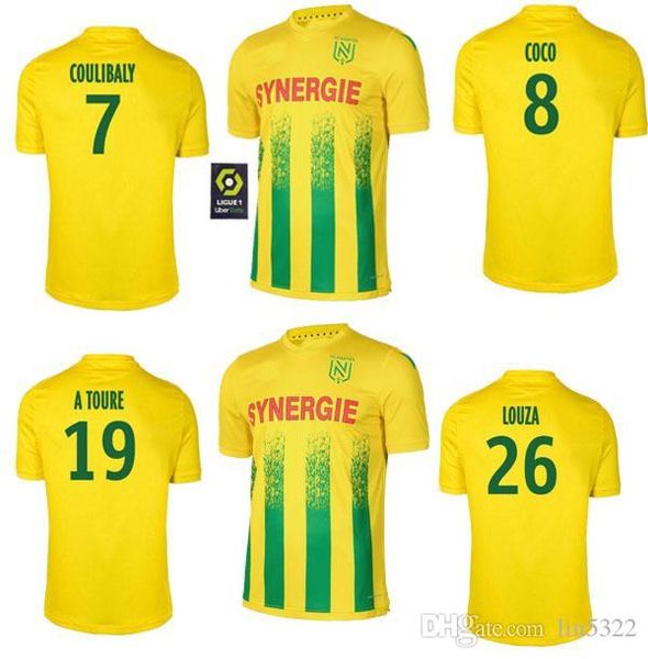 

2020 2021 fc nantes soccer jersey home maillot de foot 2020 2021 simon louza a toure blas coco coulibaly football shirts, Black;yellow