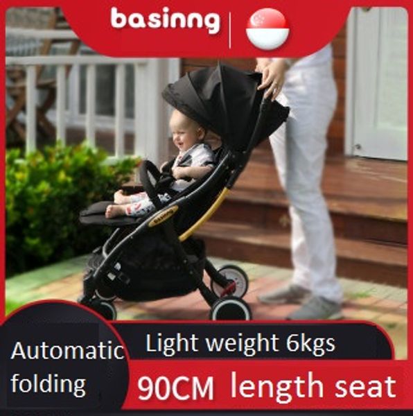 

портативная складная прогулочная коляска младенца, kinderwagen, откидывается в сборе для новорожденного, автоматического складывания, легкий