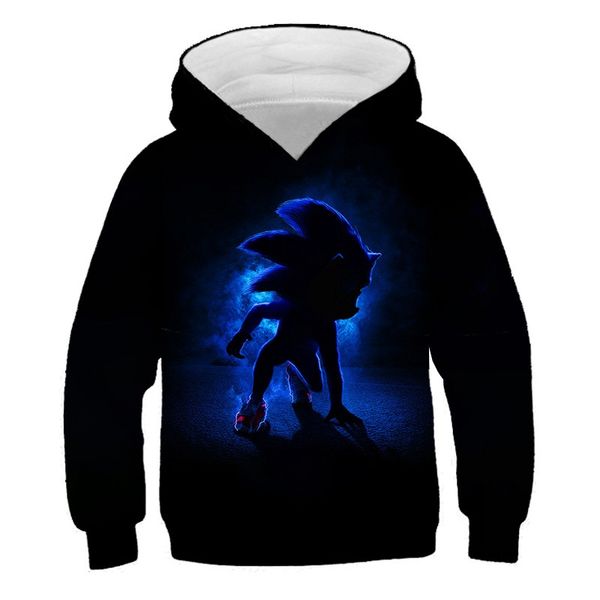 

new arrival anime sonic the hedgehog kid 3d printed hooded sweatshirts boy girl fashion casual pullover funny streetwear hoodies, Black