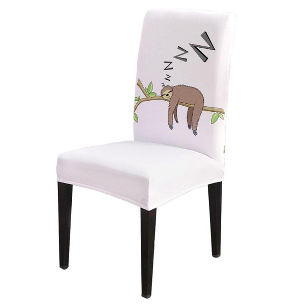 

cute animal sloth dining chair cover spandex elastic print slipcovers furniture cover kitchen wedding supplies