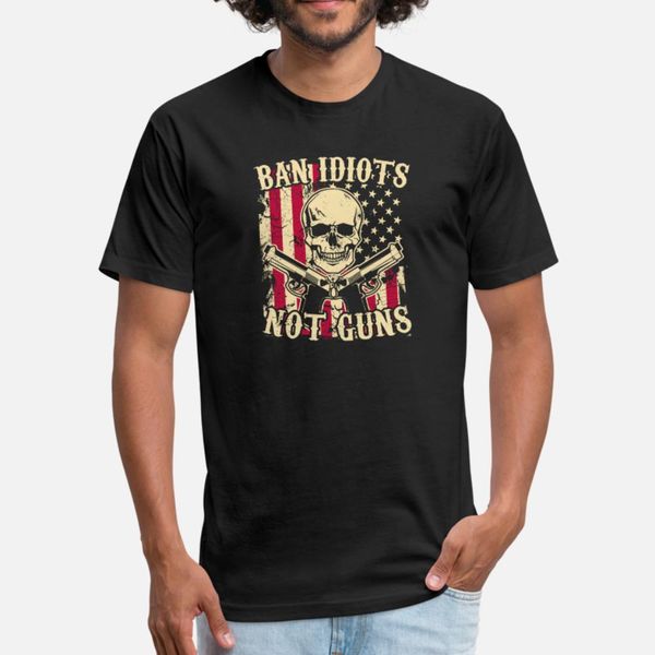 

ban idiots not guns funny pro gun 2nd amendment t shirt men anti-wrinkle short sleeve crew neck normal anti-wrinkle fashion summer shirt
