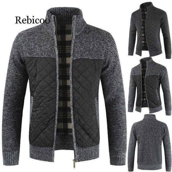 

2020 winter new men's fashion youth color matching thick warm long-sleeved sweater men's tide casual sweater, White;black