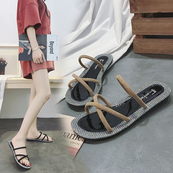 

women slippers beach flip flop flat shoes woman casual ladies women summer slippers home shoes female slides lady flip flops, Black