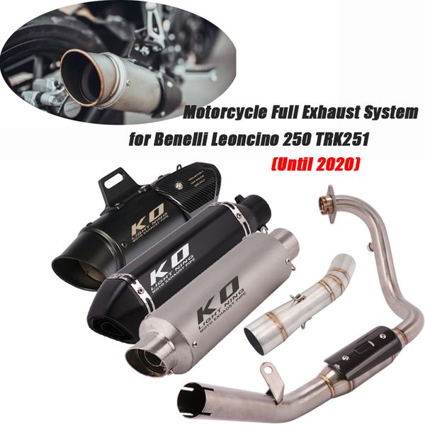 

motorcycle exhaust system for benelli leoncino 250 trk251 until 2021 full link tubes connecting 51mm muffler pipe