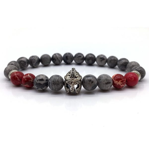 

warrior men bracelet 2020 new trendy stone bead lion bracelet men charm classic for fashion jewelry gift, Red;blue