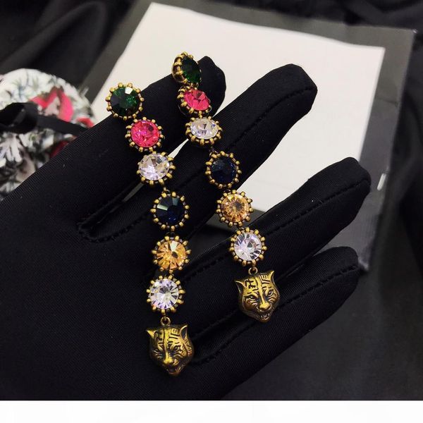 

роскошные и красочные серьги с бриллиантами из европы и америки продают леопарда джекпота алмазов модные серьги, Golden