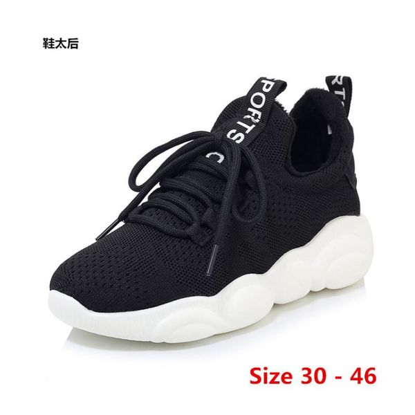 

flat platform women shoes lace up flats summer winter air mesh shoes woman dames damesschoenen small big size 30 - 46, Black