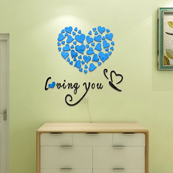 

sweet 3d wall sticker wedding room decor loving heart wallpaper mural bedroom art decals household wall stickers modern