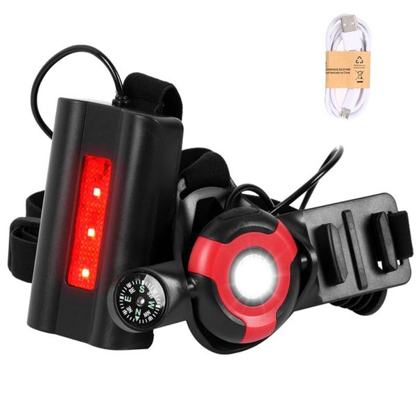 

ipx5 waterproof adjustable running light usb rechargeable sports lamp 3 lighting modes with compass sports camera buckle mount