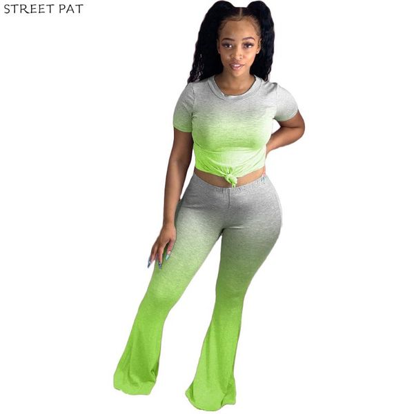 

2020 gradient ramp sleeveless full pant two piece set print high street elegant 2 piece set women summer sets, Gray