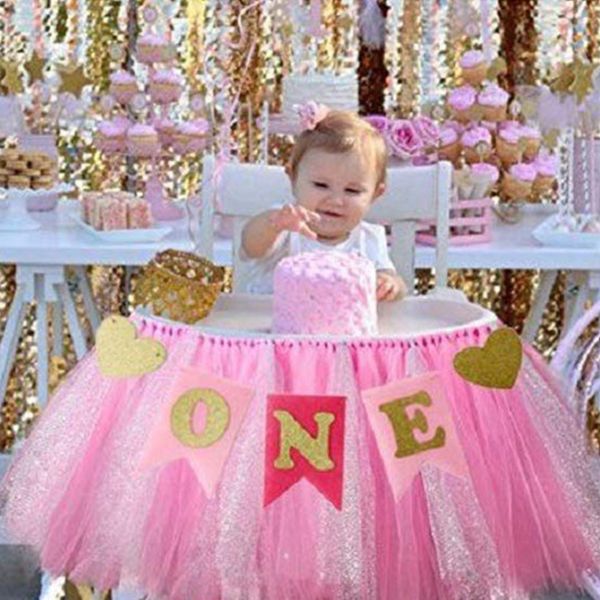 

for high chair home diy baby birthday tutu skirt easy apply pennant banner set