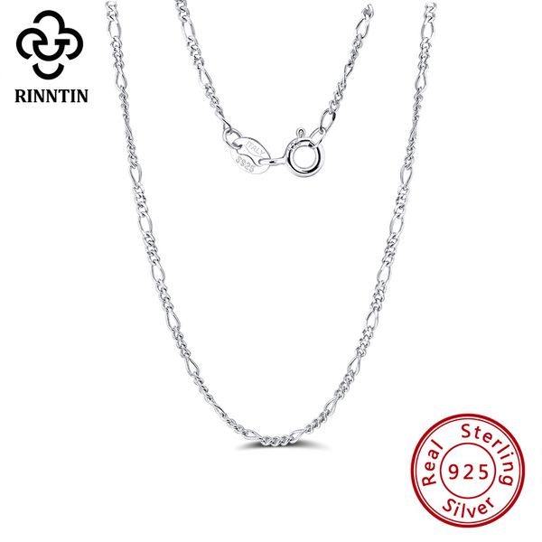 

rinntin pure 925 sterling silver women men diamond-cut 4mm figaro link chain necklace 40cm/45cm/50cm chain fine jewelry sc27