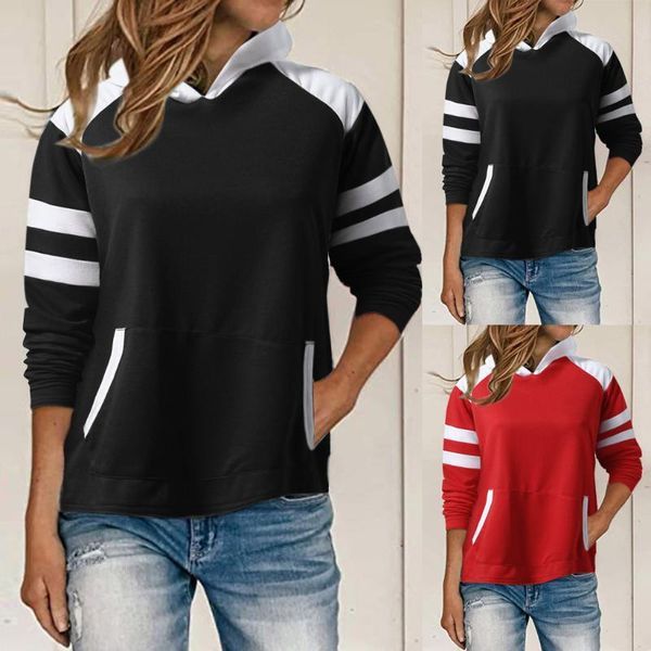 

women's sweatshirt lose weight women plus size sweatshirts long sleeve oversized pullover tunics with pockets hoodies women, Black