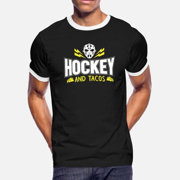 

hockey and tacos funny gift t shirt men print cotton plus size 3xl loose casual summer leisure shirt
