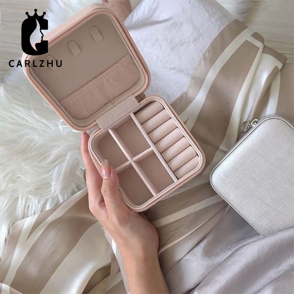 

кожа pu ювелирных изделий организатор дисплей для путешествий jewelry case боксы портативный zipper хранения box joyeros organizador de joya, Black;white