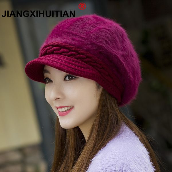 

2020 mink and fur ball cap winter hat women hat girl knitted hats skullies beanies brand new thick female cap, Blue;gray