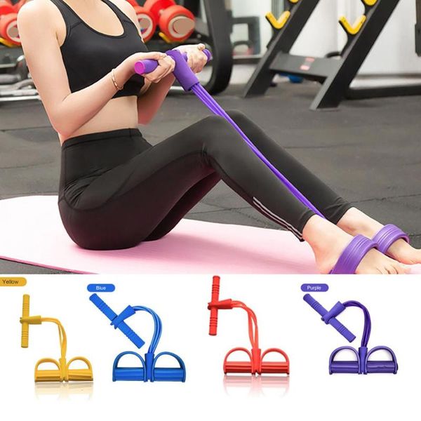

4 tubes strong fitness yoga resistance bands latex pedal exerciser sit- up