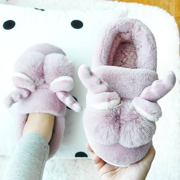 

plush casual slip on winter warm shoe woman snow boot women men house shoes ankle boots for women zapatos de mujer home boots, Black