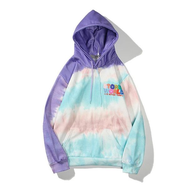 

mens европейского и американского дизайнер толстовка улица свободно печататься свитером фигуры высоких уличного градиента tie dye подменить, Black