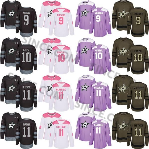 

2017-2018 season dallas stars 11 gartne 10 martin hanzal 11 curtis mckenzie 9 modano purple salute 100th custom hockey jerseys mens, Black;red