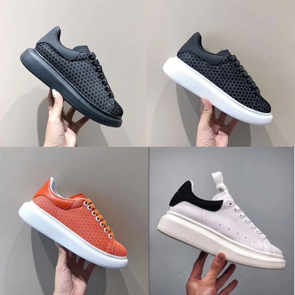 

new mens 3m reflective platform sneakers oversized women leather grid shoes black outdoor flat running shoes lace-up iron trainers with box