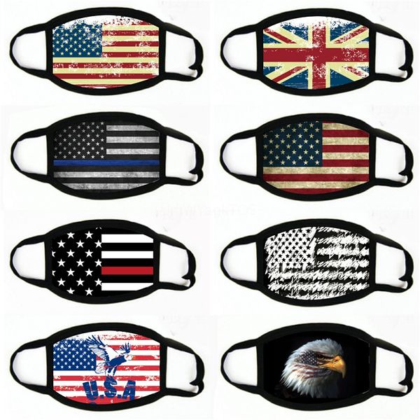 

маски многоразовый мода лица женщины мужчины моющийся сша америка флаг печати дизайнерские маски черный двойных слоев маска для лица cartoon, Black