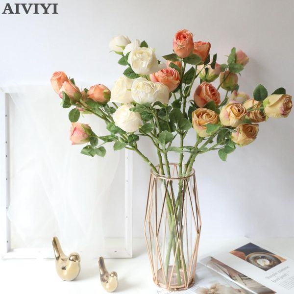 

dry burned 5 rose branches artificial flowers long stem wedding decoration fake flowers plastic branches with home l decor