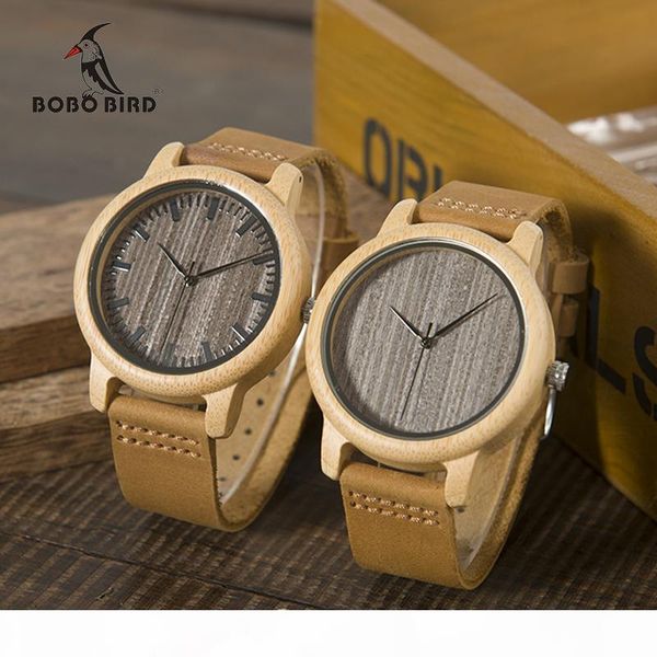

bobo bird wl10 womens casual antique round bamboo wooden watch for men leather strap lady watches wrist watch, Slivery;brown