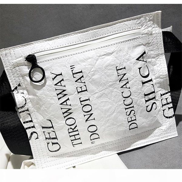 

2018 new bevel satchel personal bag desiccant dupont paper chest bag waist bag belt bags stylist men waist pack white bags