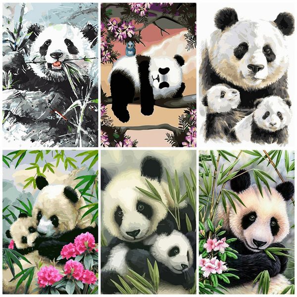 

wall art diy piant by numbers animal home decoration acrylic paint unframe coloring by numbers panda unique gift for adult