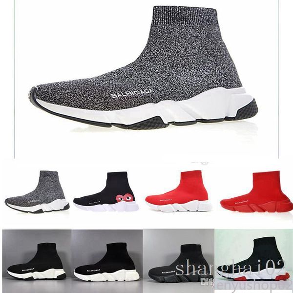 

2019 speed trainer socks shoes for men women triple black white red casual shoes fashion sneakers ankle uk 40-45 z2