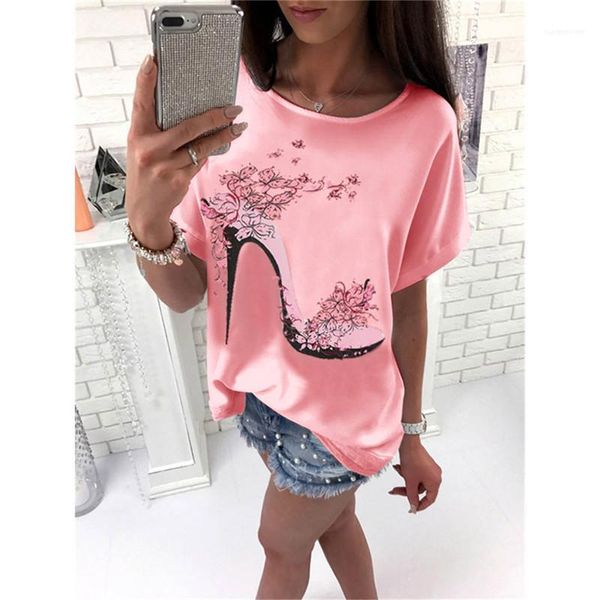 

ladies clothing summer womens designer casual tshirts high heeled shoes printed short sleeve sweet style fashion, White