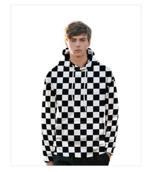 

designer hoodies casual loose cool long sleeved hooded pullover sweatshirts fashion mens hoodies plaid printed mens, Black
