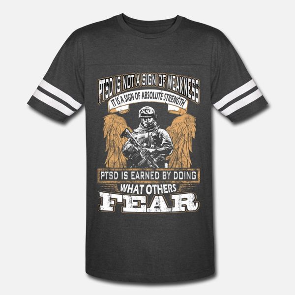 

ptsd earned by doing what others fear t shirt men print short sleeve crew neck standard interesting building summer style letter shirt
