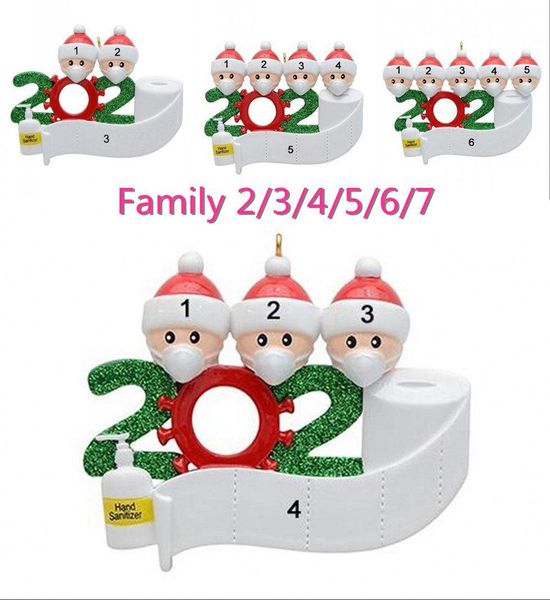 

DHL Free Ship 2020 Quarantine Christmas Birthdays Party Decoration Gift Product Personalized Family Of 4 Ornament Pandemic Social Distancing