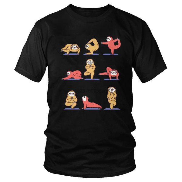 

funny sloth yoga t shirt men cool short sleeve pure cotton t-shirts kawaii animal tee summer streetwear slim fit urban tshirt