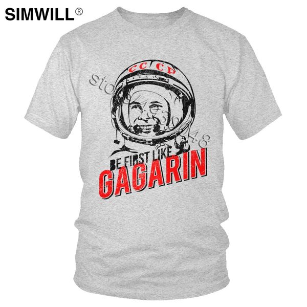 

russian cosmonaut of the ussr tees for men cotton cccp tshirt yuri gagarin t-shirt short sleeve oversize apparel gift