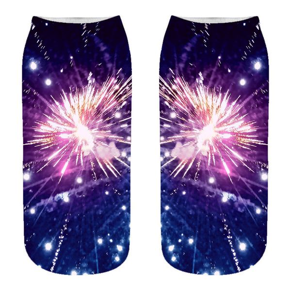 

мода творческих фейерверки персонализированных носки цифрового 3d печатного носок печатных смешные короткие носки для женщин / девушки / муж, Black;white