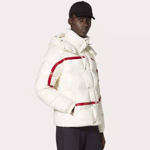 

19ss геометрическая печать пуховики с капюшоном пальто hoodie молния карманы пары экспедиция мода outwear теплую зиму три цвета hfhlyrf026, Black