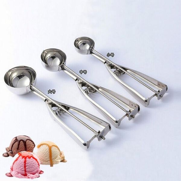 

4cm 5cm 6cm kitchen tool watermelon ice cream spoon mash potato scoop stainless steel spoon spring handle kitchen tools dhl ing