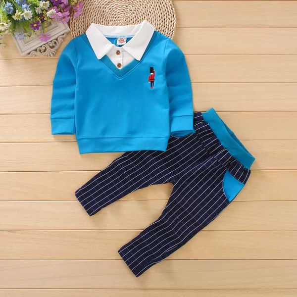 

ienens autumn children's sets boy long sleeves outfits clothing kids baby boys casual outfit suits clothes t-shirt + trousers, White