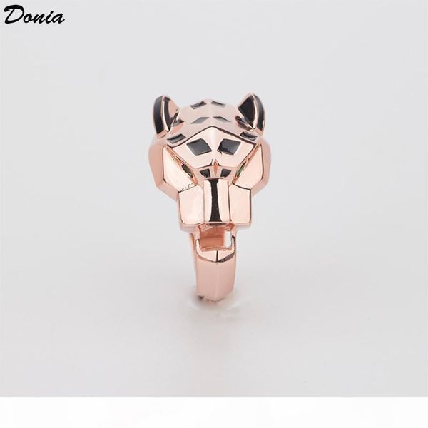 

donia jewelry ring fashion pop inlaid zircon leopard head ring europe and the united states creative men and women ring hand jew, Silver