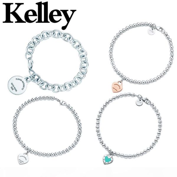 

kelley original 925 sterling silver heart bracelet for women fashion temperament authentic jewelry couple gift, Golden;silver