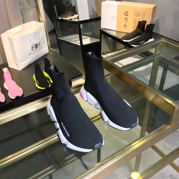 

size 34-45 with original box r luxury casual shoes, fashionable knitted stretch socks boots speed clear sole casual sneakers,cc