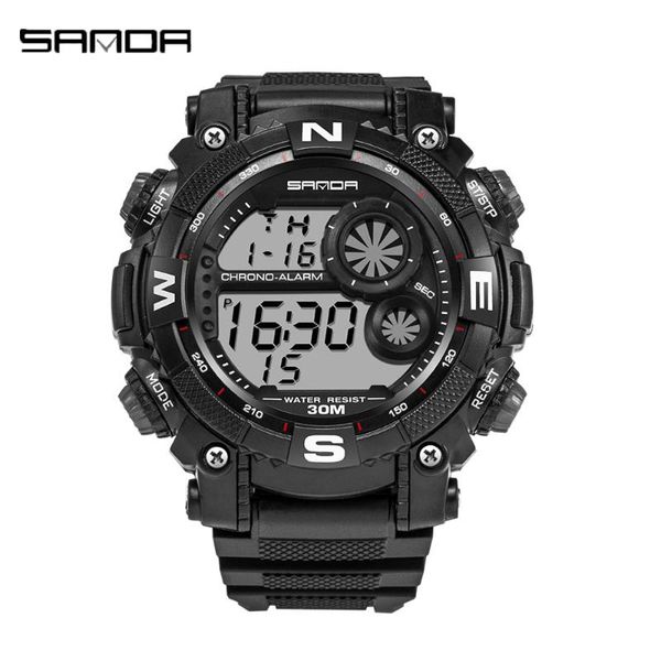 

sanda new fashionble watch men outdoor sport watch multi-function running watches luminous waterproof student electronic watches, Slivery;brown