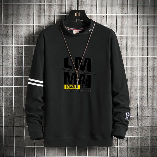 

Long sleeve sweater casual men's wear net red dress men's long sleeve sweater T-shirt loose double faced velvet casual round neck Pullover