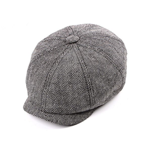 

sboy hats 2021 cap beret hat men women tweed gatsby octagonal black white herringbone vintage ivy, Blue;gray