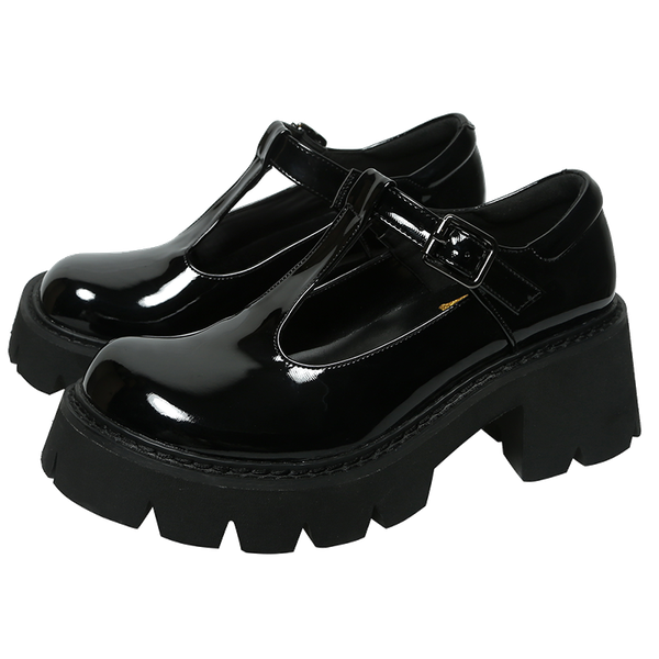 

japanese mary jane shoes women autumn thick-soled patent leather college style women's single shoes retro small leather, Black