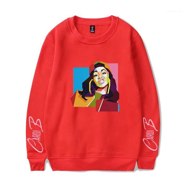 

ladies colorful long sleeve o neck womens hoodies fashion cardi b digital print sweatshirt, Black